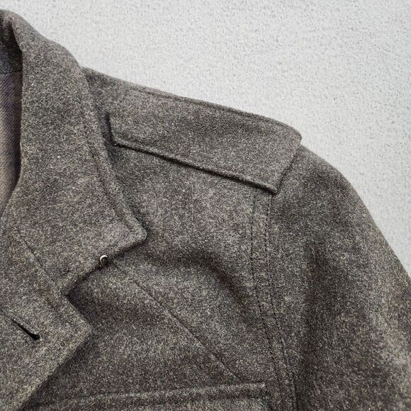 Old Navy Men XL Charcoal Gray Wool Blend Utility Military Field Coat Jacket - Picture 14 of 15